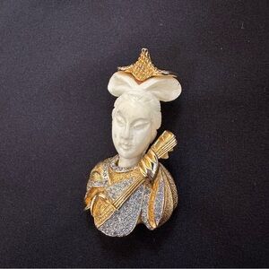 Rare Vintage Nettie Rosenstein Geisha Figural Brooch
